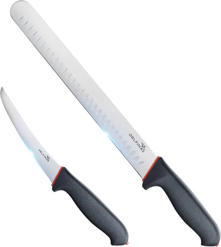 Miniatura 8 de DELFINA - Cuchillo para cortar pechuga de 12 pulgadas con funda y mango de agarre suave, cuchillo afilado de alta calidad para cortar carne, ideal
