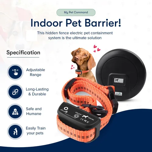 Miniatura 4 de My Pet Command, Barrera para mascotas de interior con rango ajustable, corrección estática y de tono, valla oculta para collar de contención