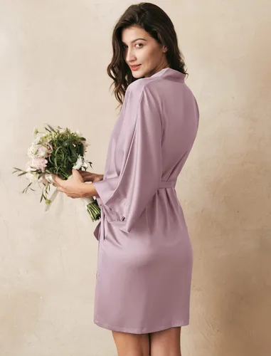 Miniatura 2 de AW BRIDAL - Bata estilo kimono de satén para mujer