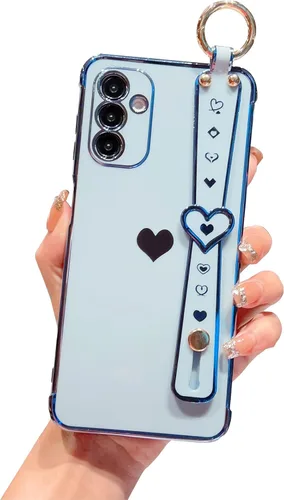 Miniatura 12 de DEFBSC Funda compatible con Samsung Galaxy A14 5G, con borde galvanizado con correa para la muñeca, protección completa de la cámara, esquinas Negro