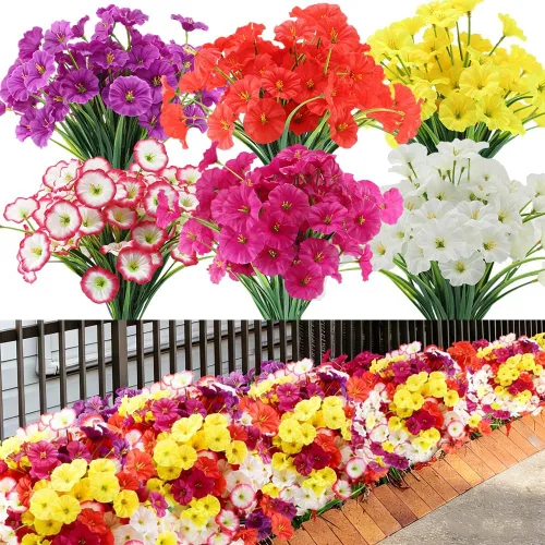 Miniatura 19 de JEMONG - 20 paquetes de flores artificiales para exteriores, resistentes a los rayos UV, flores falsas que no se decoloran, plantas de plástico
