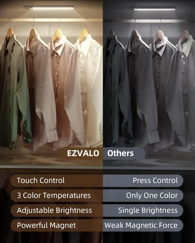 Miniatura 6 de EZVALO Iluminación debajo del gabinete de 16.5 pulgadas, 3 temperaturas de color, luz recargable con sensor de movimiento de 4000mAh para Gris