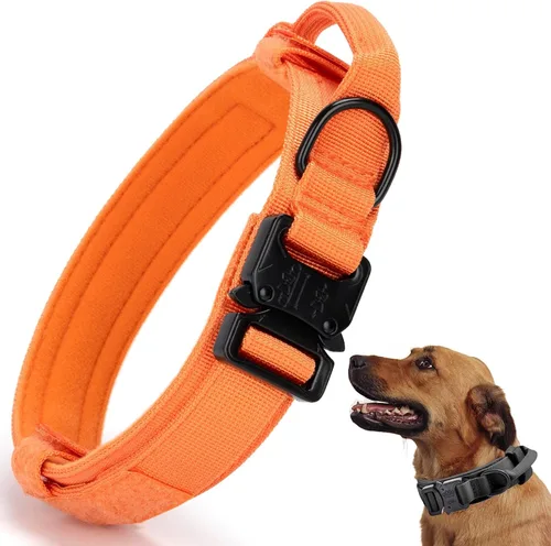Miniatura 21 de Collar táctico para perro, collar ajustable de nailon para entrenamiento militar con mango de control y hebilla metálica de liberación rápida pesada