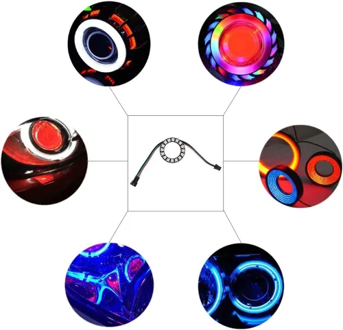 Miniatura 4 de Anillo LED WS2812 de 16 bits con cable de enchufe SM2.54-3P, WS2812B 5050 Módulo LED RGB direccionable DC5V con controladores incorporados