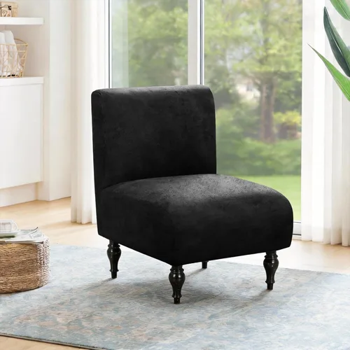 Miniatura 2 de ANARACHON Armless Accent Chair Cover Slipcover,Faux Leather Armless Slipper Chair Cover, Washable Non-Slip Furniture Protector and Home Decor for