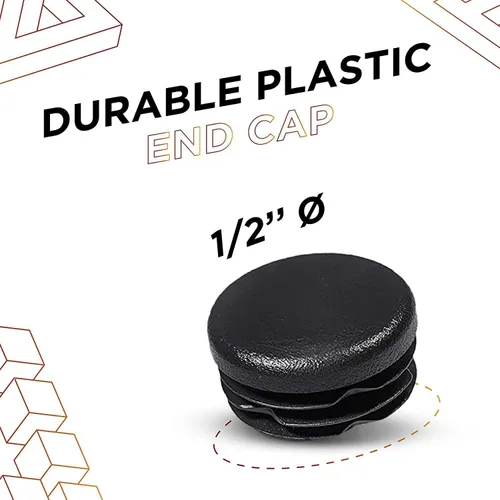 Miniatura 2 de Prescott Plastics 1/2” (12,7 mm) de diámetro exterior, tapones de agujero de plástico acanalados redondos, tapas de extremo de tubo metálico negro