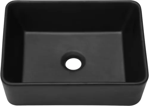 Fregadero de baño rectangular negro de 16 pulgadas de ancho x 12 pulgadas de profundidad, fregaderos de cerámica para baño, lavabo moderno para