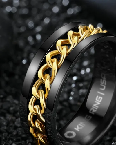 Miniatura 25 de King Ring 8mm Spinner Ring – Fidget Ring for Men & Women – Designed in USA