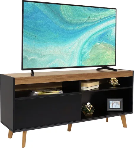 Miniatura 7 de Sunnydaze Soporte de TV moderno Mid-Century para TV de 58 pulgadas, soporte de entretenimiento para sala de estar, estudio o habitación familiar