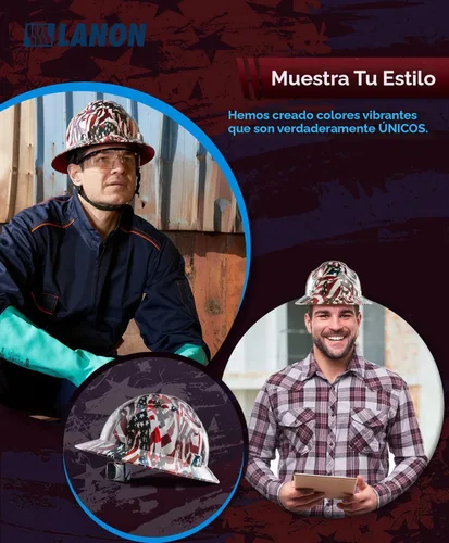 Miniatura 4 de LANON Casco duro de ala completa, aprobado por OSHA para trabajos de construcción, diseño de bandera estadounidense premium, casco de seguridad FRP
