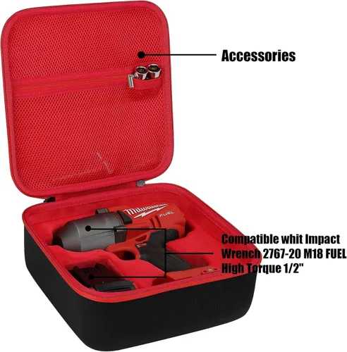 Miniatura 7 de khanka Reemplazo de carcasa rígida para llave de impacto Milwaukee 2767-20 M18 FUEL High Torque 1/2", solo funda