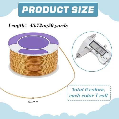 Miniatura 2 de PH PandaHall Cuerda de cuentas de 300 yardas de 0.004 in para cuentas de semillas, 6 colores, cuerda de hilo de nailon para cuentas, cuerda