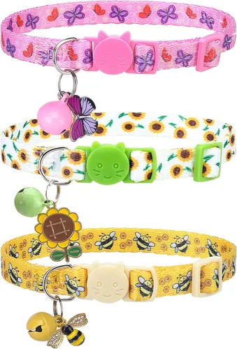 Miniatura 23 de Collares Navideños Separables para Gatos con Campana y Bonitos Colgantes - Paquete de 3 Collares de Seguridad Ajustables para Gatitos - Collar