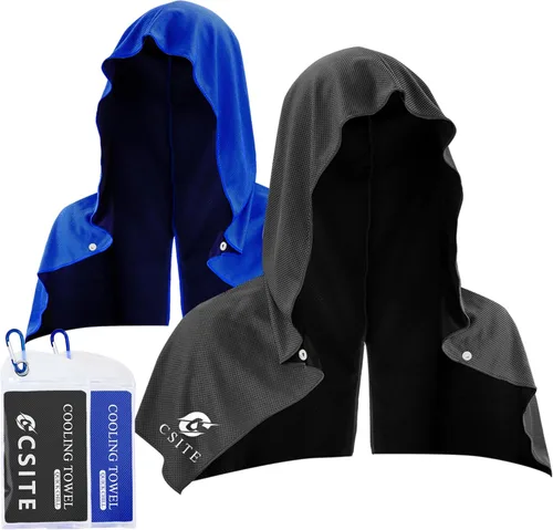 Miniatura 8 de CSITE Toallas refrescantes con capucha, toallas de enfriamiento instantáneo para cuello y cara, protección solar UPF 50, toalla de hielo para climas