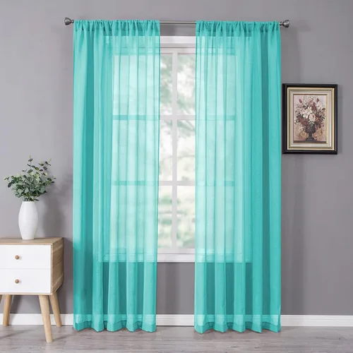 Miniatura 37 de Tollpiz - Juego de 2 paneles de cortinas de velo traslúcidas para media ventana, cortas, con textura de lino y bolsillo para cortinero, filtran