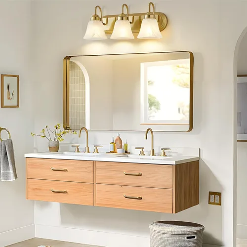 Miniatura 8 de EJIAXIN Lámpara de baño de 3 luces sobre espejo – Accesorios de iluminación vintage para baño, lámpara de pared fácil de instalar, luces de tocador