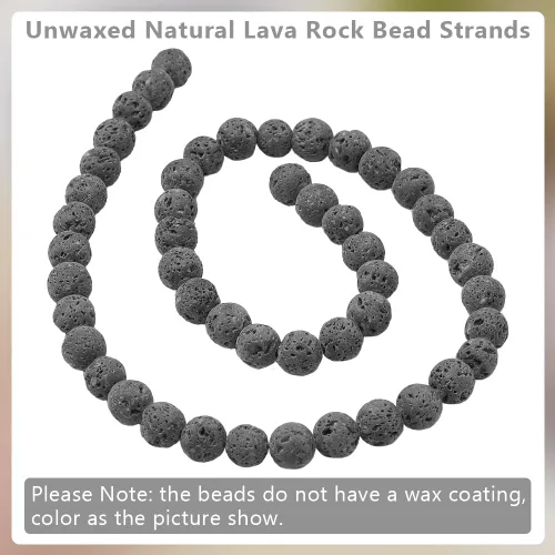 Miniatura 4 de PH PandaHall 620 piezas de cuentas de lava natural de 6 mm sin teñir, cuentas de piedra de lava gris, cuentas de chakra, cuentas sueltas redondas