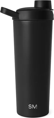 Miniatura 2 de Simple Modern - Botella agitadora de acero inoxidable con bola de 24 onzas Taza metálica aislada para mezclas de proteínas, batidos y Negro