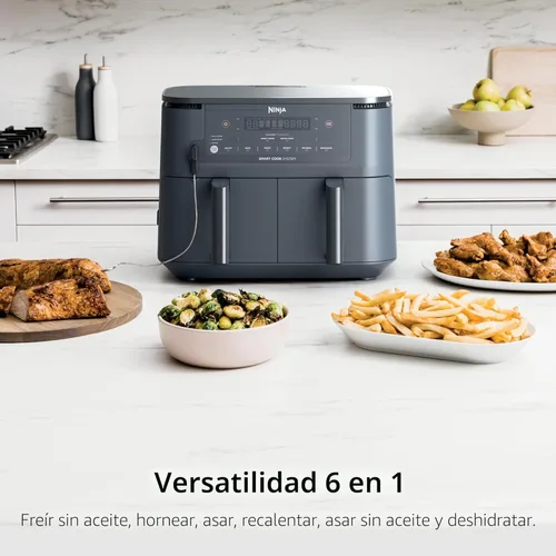 Miniatura 2 de Ninja Freidora de aire Foodi con termómetro Smart Cook Freír al aire 6 en 1, asar, hornear, deshidratar y más DualZone™ Match Cook & Smart