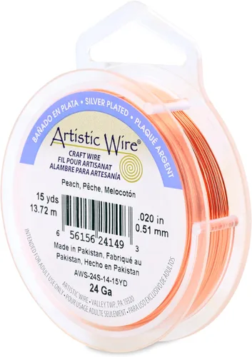 Miniatura 81 de Artistic Wire, alambre para manualidades de calibre 22 bañado en plata, resistente a las manchas, color cobre, blanco, 9,1 m