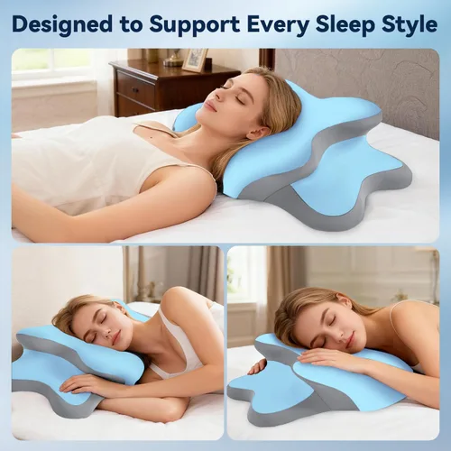 Miniatura 8 de Dreams - Almohada de alivio para la apnea del sueño con alivio del cuello y ronquidos, almohada ortopédica y ergonómica de espuma viscoelástica