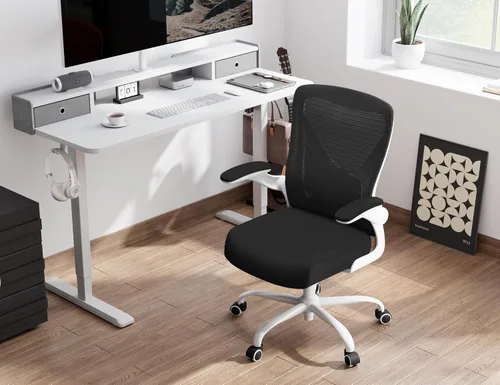 Miniatura 4 de Silla de oficina ergonómica, sillas de escritorio para computadora cómodas, silla de juegos de respaldo alto de malla con soporte lumbar ajustable