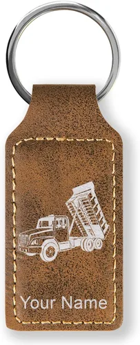 Miniatura 32 de LaserGram Llavero rectangular, camión volquete, grabado personalizado incluido