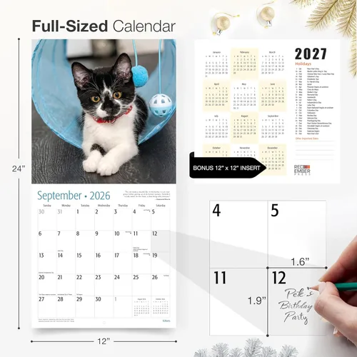 Miniatura 5 de RED EMBER Select - Calendario de pared de gatitos 2026 de 12 meses 12 x 24 pulgadas abierto papel grueso y resistente regalo de vacaciones