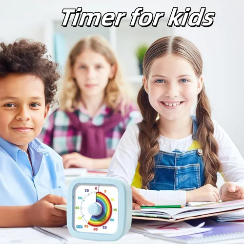 Miniatura 4 de Temporizador visual para niños, lindo arco iris, temporizador de cuenta regresiva de 60 minutos, gestión del tiempo para niños y adultos, Azul