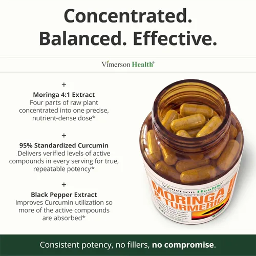 Miniatura 5 de Suplemento de Moringa + Cúrcuma Curcumina para la Salud de las Articulaciones, Salud Intestinal, Energía y Apoyo Inmunológico - Fórmula de Bienestar