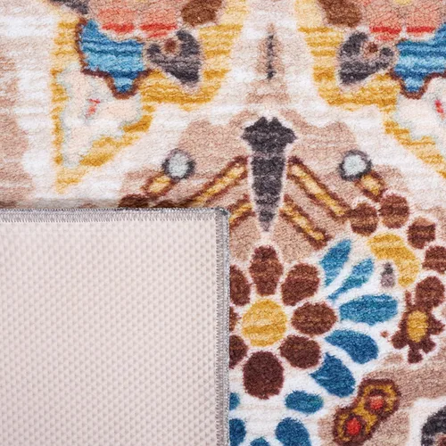 Miniatura 8 de SAFAVIEH Riviera Collection - Alfombra lavable de 2 pies 2 pulgadas x 9 pies, beige y carbón, antideslizante y fácil de limpiar, ideal para sala