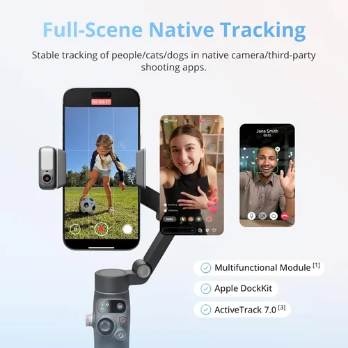 Miniatura 2 de DJI Osmo Mobile 8 Advanced Tracking Combo Gimbal Stabilizer para teléfono, seguimiento nativo de IA con audio e iluminación, rotación panorámica