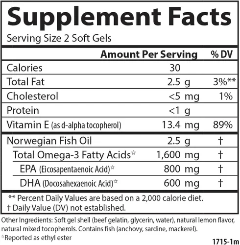 Miniatura 4 de Carlson - Gemas Elite Omega-3, 1600 mg de ácidos grasos omega-3 incluyendo EPA y DHA, suplemento de aceite de pescado noruego, capturado