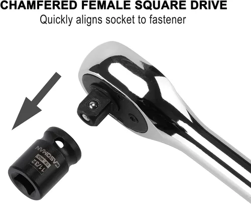 Miniatura 5 de CASOMAN 3/8-inch Drive Pipe Plug Socekt Set, SAE, CR-MO, unidad cuadrada macho cónica, unidad cuadrada hembra biselada, conjunto de 11 piezas