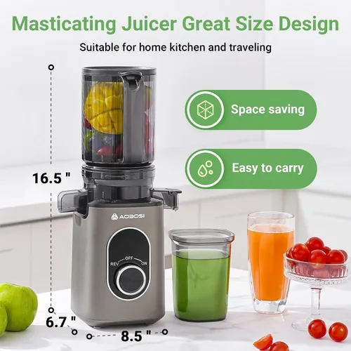 Miniatura 7 de AAOBOSI Exprimidor de prensa en frío, 4.50 pulgadas de conducto de alimentación grande, máquina exprimidora (actualización) de alto rendimiento