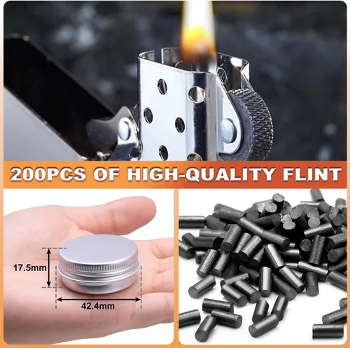 Miniatura 5 de 200 piezas de pedernales para encendedor, pedernales universales de repuesto para encendedor, piedra de pedernal negra premium empaquetada en cajas