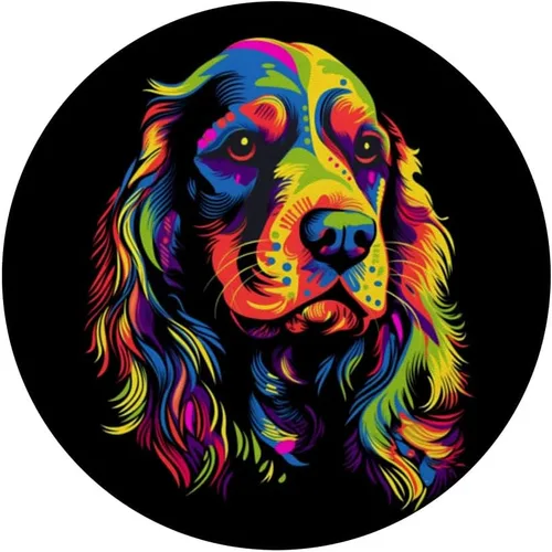 Miniatura 3 de Cocker Spaniel Inglés Cara Colorida Perro Amante Del Arte Negro PopSockets Intercambiables PopGrip