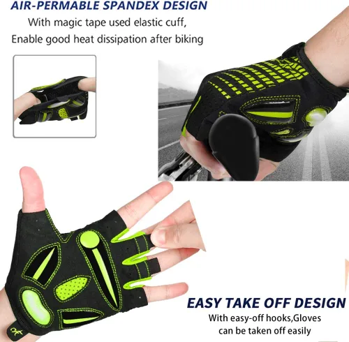Miniatura 4 de MOREOK Guantes de ciclismo para hombresmujeres-almohadilla de gel de 0.197 in guantes de ciclismo de medio dedo bicicleta de carretera MTB guantes