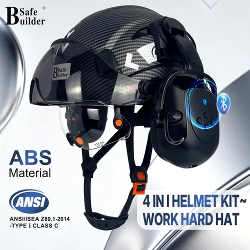 Miniatura 2 de Casco de seguridad SAFEBUILDER con visera, orejeras Bluetooth SNR 26dB, sombrero duro con viseras, orejeras montadas, sombreros duros ventilados