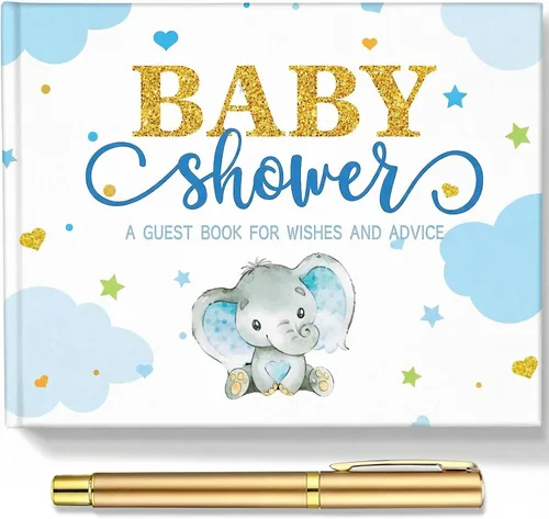 Miniatura 23 de Fuyoooo 27 piezas de libro de invitados para baby shower de safari en la jungla con tarjeta de lugar floral y sello de inicio de sesión para baby