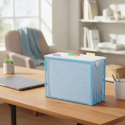 Miniatura 6 de Organizador de Archivos Colgantes, Portaarchivos Tamaño Carta Caja de Archivo con 5 Carpetas Colgantes, Almacenamiento de Carpetas de Archivos