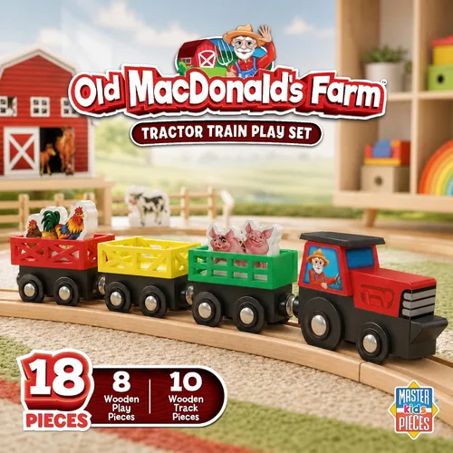 Miniatura 5 de MasterPieces Juego de trenes de madera - Old Macdonald 18 piezas