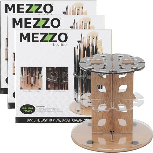 Miniatura 12 de Mezzo Artist Paint and Brush Rack - Soporte de Escritorio Multicapa de Laminado Veteado de Madera Organizador de Almacenamiento y Exhibición