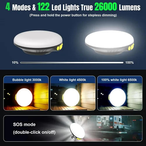 Miniatura 2 de Linterna LED solar portátil de 16000 mAh, 26000 lm, luz recargable de 150 W con imán, linterna, luces impermeables IPX66 para tienda de campaña