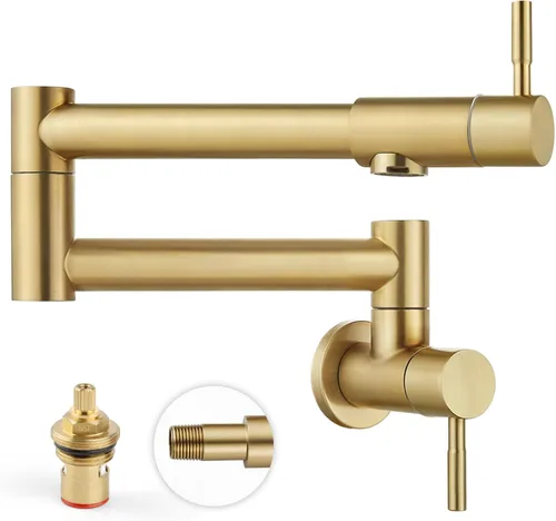 Miniatura 11 de Heyalan Pot Filler - Llenador de ollas de 19 pulgadas para montaje en pared, plegable, extensible, grifo de cocina y restaurante de acero Negro mate