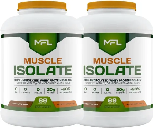 Miniatura 10 de MFL 100% proteína aislada l 1.06 oz de proteína l 0.42 oz de aminoácidos l Keto Friendly l Bajo en carbohidratos l 5 libras (Chocolate Lava)