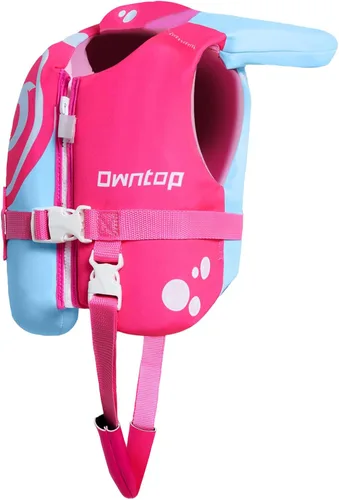 Owntop Chaleco de natación para niños pequeños, chaqueta flotante, ayuda de natación para niños de 20-30-40-50 libras con correas de seguridad azul