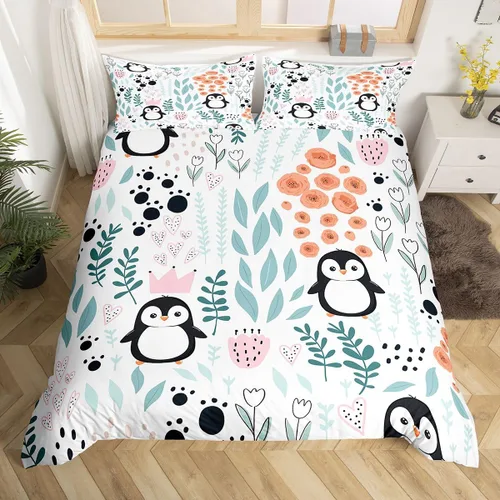 Miniatura 10 de Erosebridal Juego de ropa de cama individual de animales de la selva para niñas y niños, funda de edredón de elefante oso, tigre, león, safari