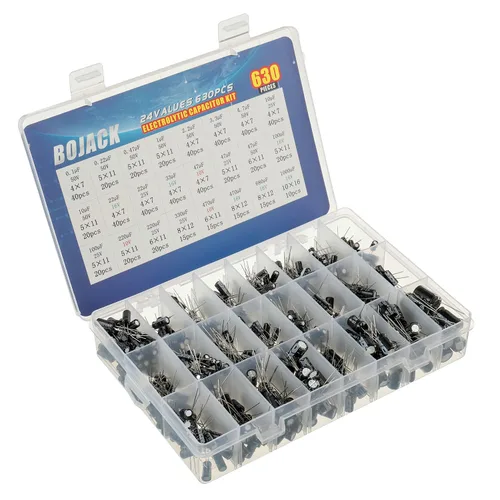 Miniatura 2 de BOJACK 24Value 630pcs Aluminio Electrolítico Capacitor Surtido Caja Kit Gama 0.1uF-1000uF