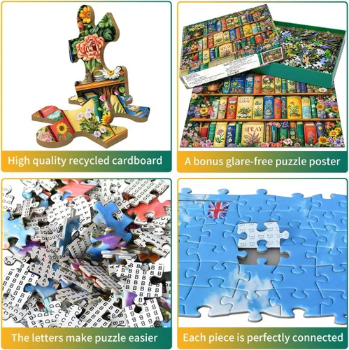 Miniatura 3 de Rompecabezas para adultos de 1000 piezas para adultos, rompecabezas de 1000 piezas, 1000 piezas, estantería de flores coloridas Flower Bookshelf